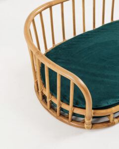 Origo pet bed showcasing natural rattan texture