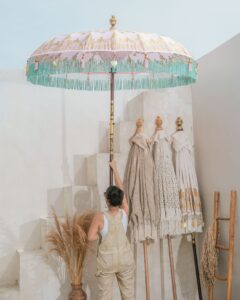 Handmade and hand-painted Bali parasol inspired by traditional Balinese temple umbrellas