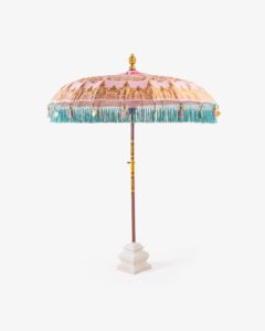 Bali parasol styled for tropical garden setting